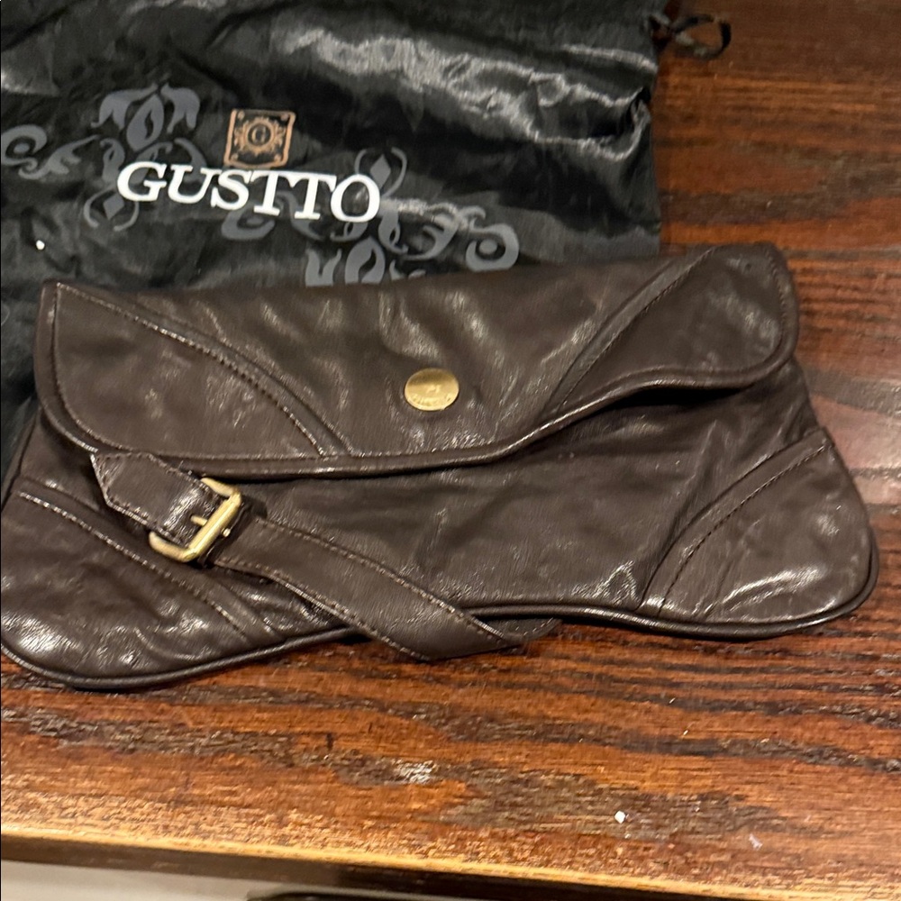 Dark Brown Leather Wristlet